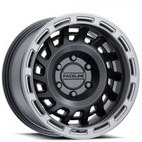 17" Raceline Wheels 957BS Halo Satin Black with Silver Ring Off-Road Rims
