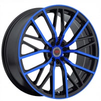 18" Revolution Racing Wheels R7 Black with Blue Face Rims