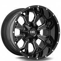 22" Hardrock Wheels H711 Devastator Gloss Black Milled Off-Road Rims