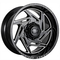 20" Impact Off-Road Wheels 830 Gloss Black with Milled Windows Rims