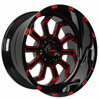 22" Lexani Off-Road Forged Wheels Legend Custom Gloss Black with Red Milled Rims
