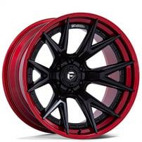 24" Fuel Wheels FC402MQ Catalyst Matte Black with Candy Red Lip Off-Road Fusion Forged Rims