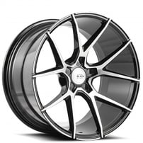 19" Staggered Savini Wheels Black Di Forza BM14 Machined Black Rims