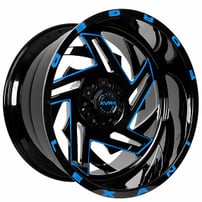 20" Lexani Off-Road Forged Wheels Shogun Custom Gloss Black with Blue Milled Rims