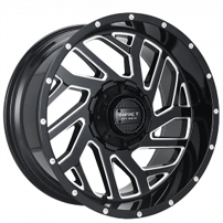 22" Impact Off-Road Wheels 823 Gloss Black with Milled Windows Rims