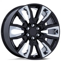 22" OE Creations Wheels PR225 Gloss Black with Chrome Accents Rims