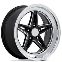 20" Staggered American Racing Wheels Vintage VN514 Groove Gloss Black Milled with Diamond Cut Lip Rims
