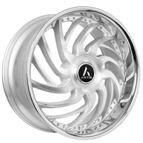 24" Staggered Artis Wheels Vantage-XL Silver Machined with SS Lip Rims