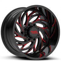 22" Off Road Monster Wheels M29 Gloss Black with Candy Red Milled Rims