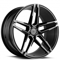 19" Staggered Savini Wheels Black Di Forza BM17 Gloss Black with DDT Super Concave Rims 