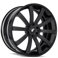 24" Staggered Forgiato Wheels Concavo-ECL Satin Black Face with Gloss Black Lip Forged Rims
