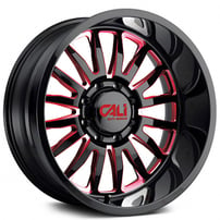 20" Cali Wheels 9110 Summit Gloss Black with Red Milled Spokes Off-Road Rims 