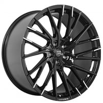 22" Staggered Lexani Wheels Velar Gloss Black Machined Tips Rims 