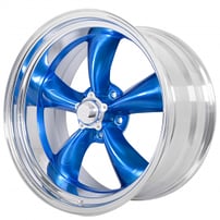 15" American Racing Wheels Vintage VN515 Classic Torq Thrust II Custom Blue Face with Polished Rims
