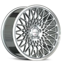 22" Staggered Koko Kuture Wheels Classica Gloss Silver with Polished Lip Flow Formed Rims