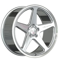 22" Staggered Giovanna Wheels Cinque Gloss Silver with Polished Lip Flow Formed Rims