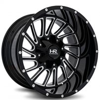 22" Hardrock Wheels H708 Overdrive Gloss Black Milled Off-Road Rims