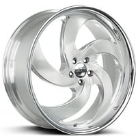 20" Strada Wheels Retro 5 Brushed Silver Milled with SS Lip Rims