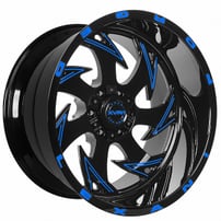 24" Lexani Off-Road Forged Wheels Insane Custom Gloss Black with Blue Milled Rims