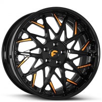 20" Staggered Forgiato Wheels Blocco Gloss Black with Mango Orange Accents Forged Rims
