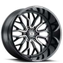 24" Vision Wheels 402 Riot Gloss Black with Machined Face Off-Road Rims 