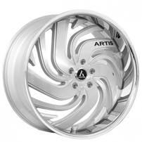 24" Staggered Artis Wheels Fillmore Silver Brushed Face with Chrome SS Lip Rims