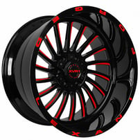 24" Lexani Off-Road Forged Wheels Uno Custom Gloss Black with Red Milled Rims
