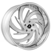 22" Staggered Artis Wheels Spada Silver Brushed with Chrome SS Lip Rims