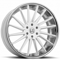 24" Luxxx Alloys Wheels Lux LE9 Gloss White Milled with SS Lip Rims
