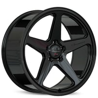 21" Staggered Giovanna Wheels Cinque Gloss Black Flow Formed Rims