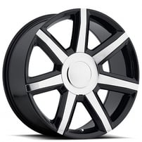 22" Cadillac Escalade Luxury Wheels FR 56 Black with Chrome Inserts OEM Replica Rims 
