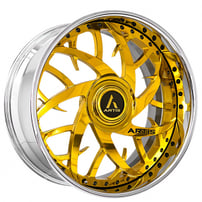 21" Staggered Artis Forged Wheels Harlem Gold with Chrome Lip Rims