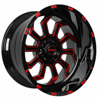 24" Lexani Off-Road Forged Wheels Legend Custom Gloss Black with Red Milled Rims