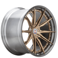 24" Staggered HRE Wheels S104SC Frozen Polished Champagne Center with Brushed Dark Clear Barrel Forged Rims