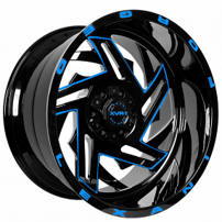 24" Lexani Off-Road Forged Wheels Shogun Custom Gloss Black with Blue Milled Rims
