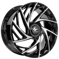 24" Renzo Wheels Mugello-XL Gloss Black Machined Tips Rims 