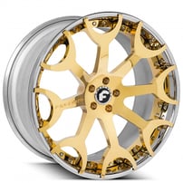 22" Staggered Forgiato Wheels Capolavaro-ECL Gold with Chrome Lip Forged Rims