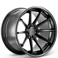 19" Staggered Ferrada Wheels FR4 Matte Black with Gloss Black Lip Rims