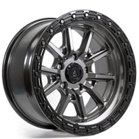 17" Arena Wheel Co  A106 Trek Gunmetal Center with Gloss Black Lip 5-Lug Off-Road Rims    