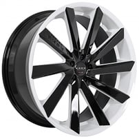 22" Staggered Koko Kuture Wheels Kapan Gloss Black with Custom White Inner Polaris Slingshot / 3-Wheeler Rims