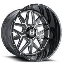22" Hostile Wheels H128 Diablo Black Milled Off-Road Rims