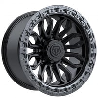 20" TIS Wheels 556BA Satin Black with Anthracite Simulated Bead Ring 8 Spoke Off-Road Rims