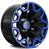 20" Western Wheels Blaze Gloss Black with Blue Milled Off-Road Rims