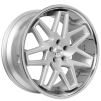 22" Staggered Lexani Wheels Nova Silver Machined Face with SS Lip Rims