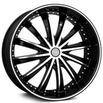 22x8" Elure Wheels 031 Black with Machined Face and Pinstripe Rims