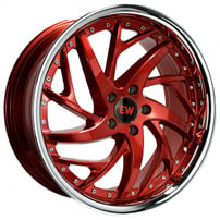 20" Elegance Wheels Winner Candy Red Face with Stainless Steel Lip Flow Formed Floating Cap Rims