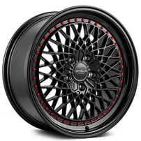 18" Versus Wheels VS626 Gloss Black with Red Rivets Rims