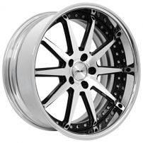 19x8.5/10" AMF Forged AMF040 Black Machined Face with Chrome Lip Wheels (5x114/112/120, 24/21mm | USED 2-DAY)