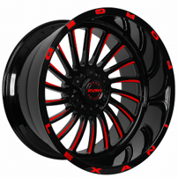 20" Lexani Off-Road Forged Wheels Uno Custom Gloss Black with Red Milled Rims
