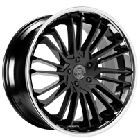 22" Lexani Wheels Virage Gloss Black with Chrome SS Lip Rims